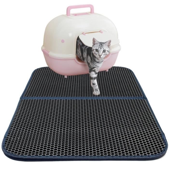 Tapis De Litiere Pour Chat Tapis D Alimentation En Nid D Abeille A Double Couche Piege A Litiere Eau O43e0 Cdiscount
