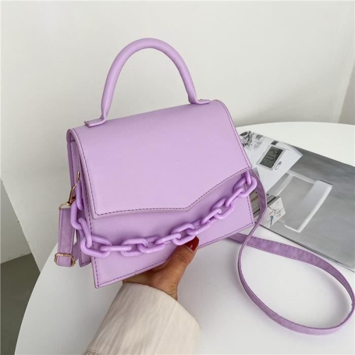 Violet Sac A Main A Bandouliere Avec Chaine Pour Femmes Sacoche A Epaule Couleur Bonbon Pure Nouvelle Co Cdiscount Bagagerie Maroquinerie