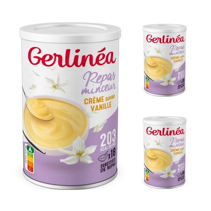 Gerlinéa - Lot de 3 Crèmes Repas Minceur Saveur Vanille - Substitut de Repas Complet et Rapide - 3x540g