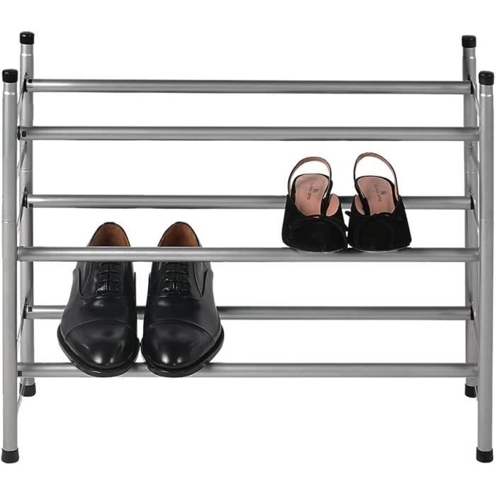 Étagère Télescopique Pour Chaussures - Support Extensible 40-70 Cm, Acier Inox, 1.2 Mm, Capacité 7 Kg Par Niveau