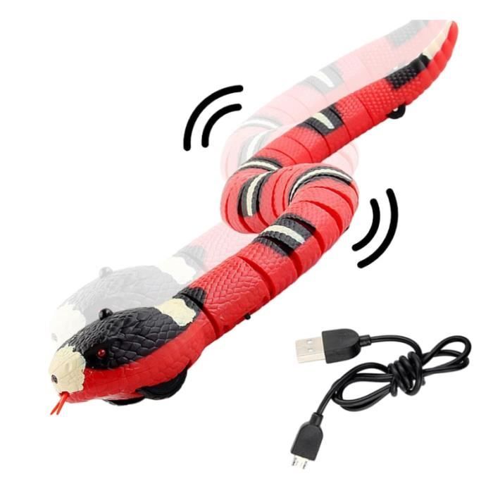 Jouet électronique rechargeable pour chat serpent - Serpent de détection intelligent - Blanc - Plastique