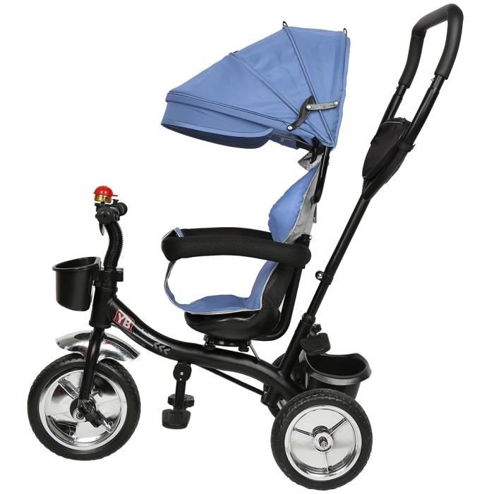 Chariot Bebe Poussette Evolutive Poussette De Velo Avec Cloches Et Retroviseur Pour Bebe Multiple Pour Enfants 8 Mois 5 Ans Bleu Cdiscount Puericulture Eveil Bebe