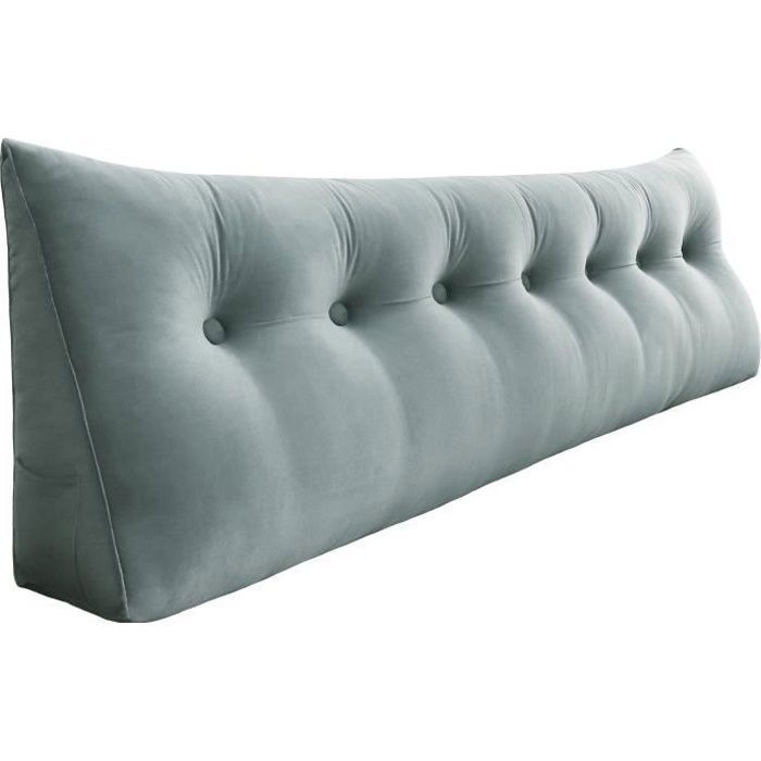 VERCART Coussin de Lecture Compensé pour Tête de Lit Oreiller de Soutien Lombaire de Dossier Velours Gris 200CM