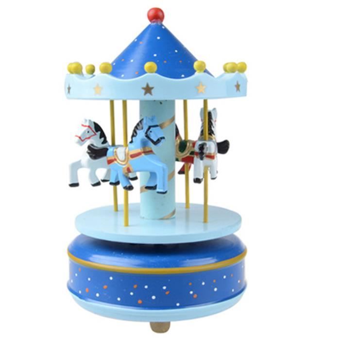 Boite A Musique Manege Chevaux Musical Bois Carrousel Boite A Musique Jouet Jeu Pr Enfant Bebe Galaxy Bleu Cdiscount Jeux Jouets