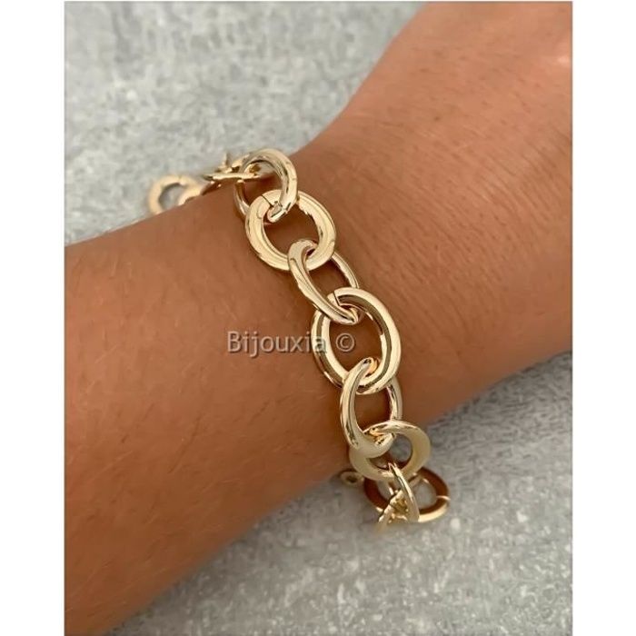 Bracelet grandes mailles argent et or - Lost & Faune Bracelet grandes mailles argent et or - Lost & Faune