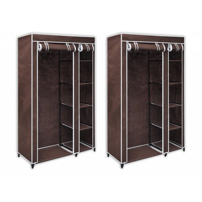 Lot De 2 Armoires Etageres Penderie Dressing Tissu Marron Entree Chambre Camping 2002003 Achat Vente Armoire De Chambre Lot De 2 Armoires Etageres Soldes Sur Cdiscount Des Le 20 Janvier Cdiscount