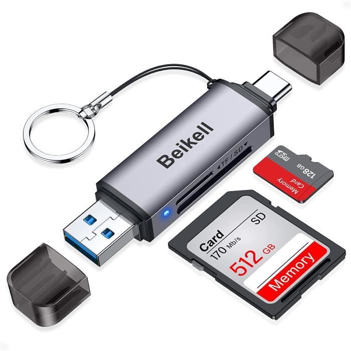 Beikell Lecteur de Carte USB C 3.0, Lecteur de Carte Mémoire SD