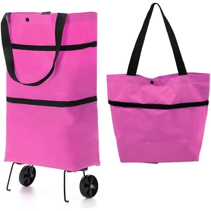 Sac ?� roulettes pliable ?� roulettes Rouge Sac ?� provisions pliable pour courses (B) - Cdiscount 