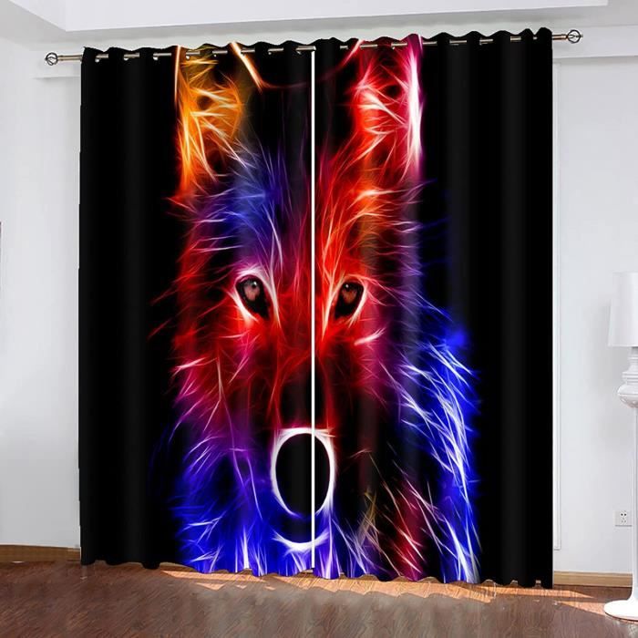 Rideaux Occultants Japo­nais Avec Motifs Ceri­siers - Isolation Thermique & Lumière, 2 Panneaux 140x240 Cm, Pour Salon Et Chambre