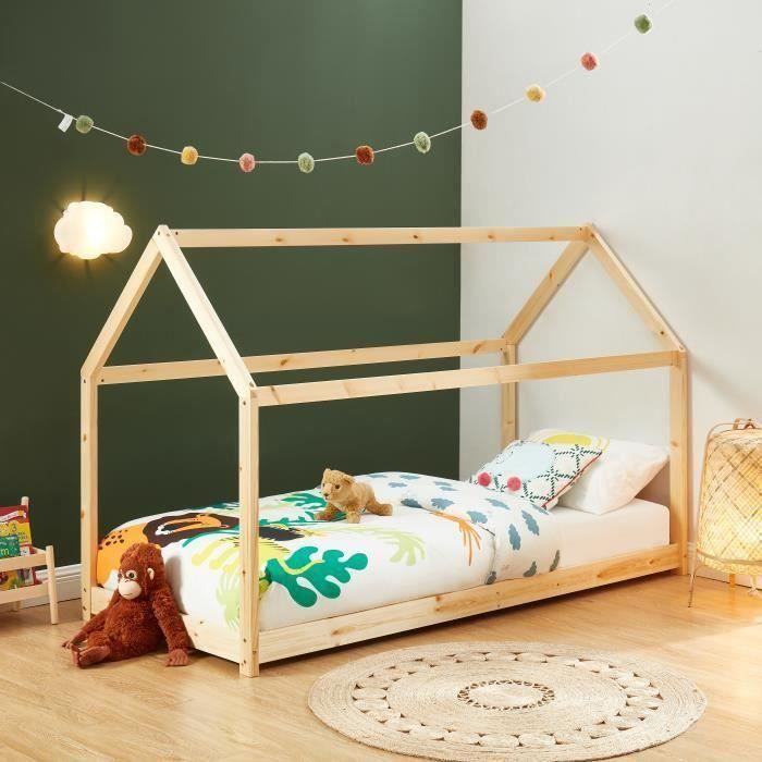 Lit cabane enfant - BAÏTA - Gamme TINY - Pin massif - 90 x 190 sommier inclus Lit cabane enfant - BAÏTA - Gamme TINY - Pin massif - 90 x 190 sommier inclus