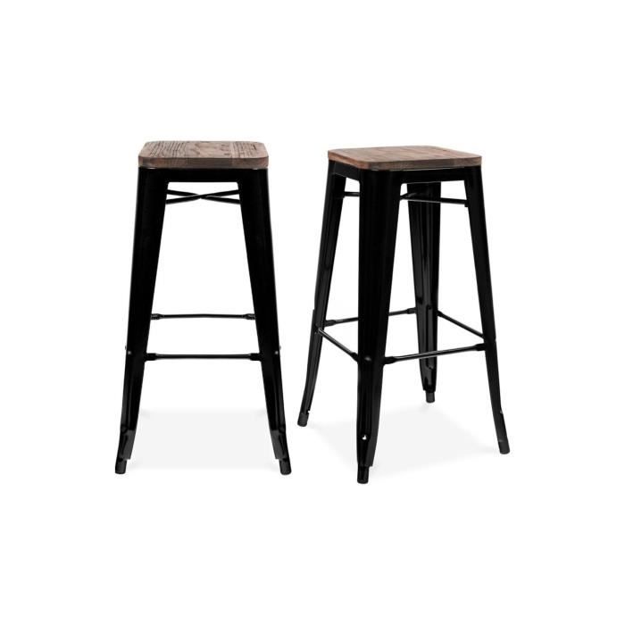 Yaheetech Tabouret Haut Industriel 76cm de Hauteur dassise Lot de 4 Tabouret de Bar Metal Repos-pied et Prot/ège-pied