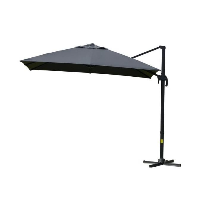 Parasol Déporté Carré Premium 3x3M Gris Avec Housse - 8 Baleines Inclinable 6 Positions Rotatif 360 Impermeable Vounot 689c7e64ae4f010673697915