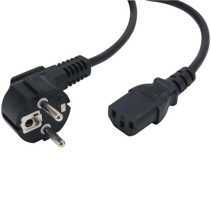 Waytex 51130 Cable d'alimentation C7 longueur 1,80m Noir