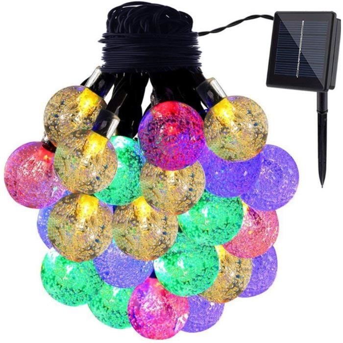 Guirlande Lumineuse Solaire 30 LED Boules Cristale Multicolore - Juce® - Décoration Intérieure et Extérieure