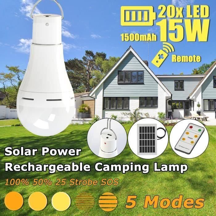 Lampe Camping Solaire 169 LED - Lanterne Tente USB Rechargeable Avec Télécommande, Batterie Externe, 5 Modes, Étanche IPX7, 10000 Lumens