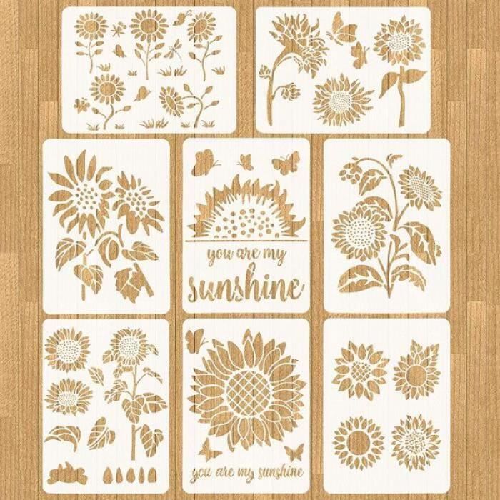 VETPW Lot De 9 Pochoirs Mots Inspirants 20x20 Cm - Réutilisables En Plastique Pour Peinture Sur Bois, Mur, Meuble Et Déco