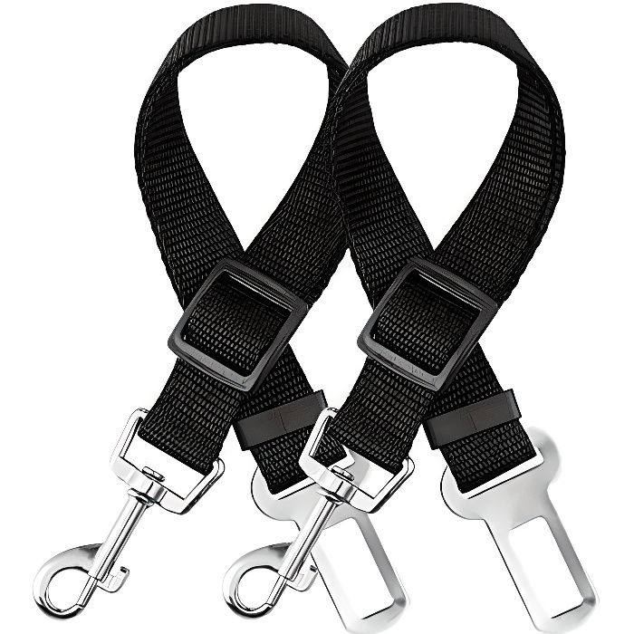 Comparer les prix de Harnais Voiture - ZGEER - 2 Pièces - Ceinture de Sécurité Universelle - Nylon Noir - Pour Chiens et Chats
