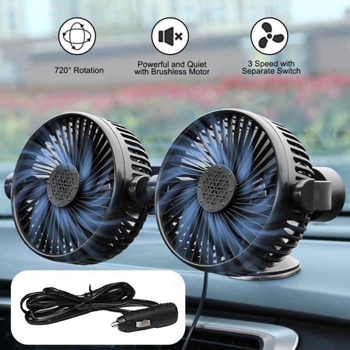 Ventilateur,Mini ventilateur de voiture électrique 12V-24V,360  degrés,silencieux,réglable sur tout le pourtour,double - Type 1PC -  Cdiscount Auto