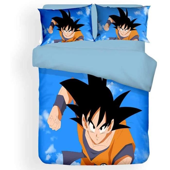 Parure De Lit Dragonball Z 1 Place - 100% Coton - Drap Plat + Housse De Couette + Taie - Officielle
