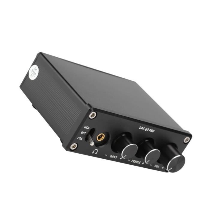 ARAMOX décodeur audio USB Décodeur audio de décodage AC-Q3 PRO DAC avec amplificateur de casque pour casque 3,5 mm (noir)