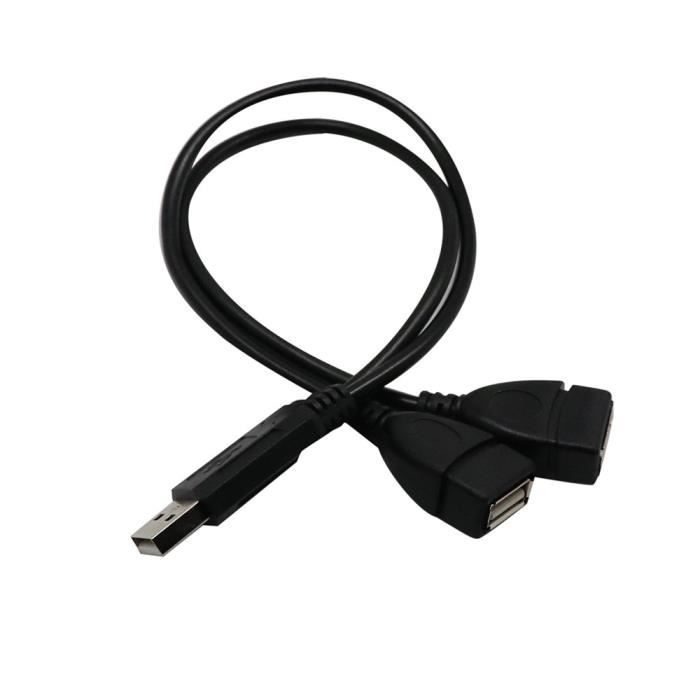 USB 2.0 A mâle à 2 double femelle Jack Y Splitter Hub Câble