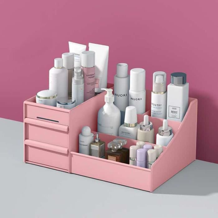 Rangement Maquillage Organisateur Multifonctionnel Boite pour Skincare et Bijoux Stockage Cosmétique pour Salle de Bain Makeup Organiser avec Tiroir Grande Capacité Etanche Présentoir Cosmétique