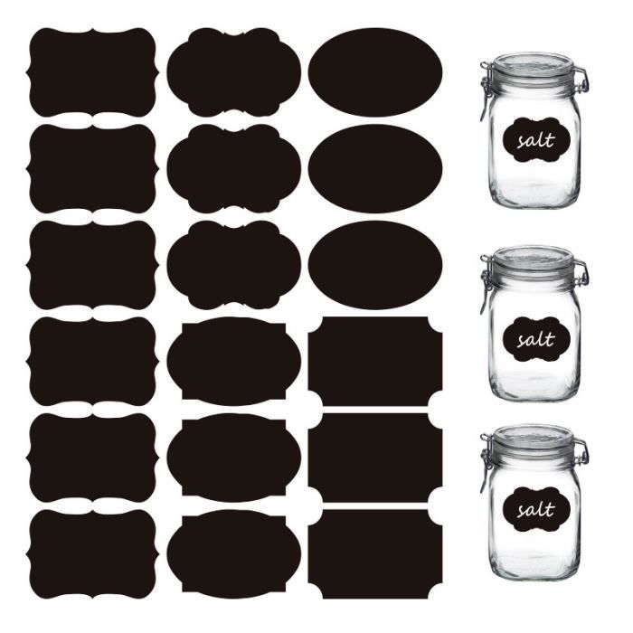 The Label Queen - 100 étiquettes cuisine haute qualité en noir mat pour  pots et bocaux. Etiquettes autocollantes vierges en format ardoise pour  boîtes à épices et pots de confiture - Rond. (
