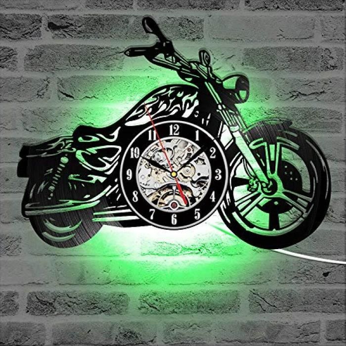 Horloge Murale De Moto 3D En Forme De Moto Rougeoyante Avec Décoration Murale Pour Enregistreur De Vinyle -718