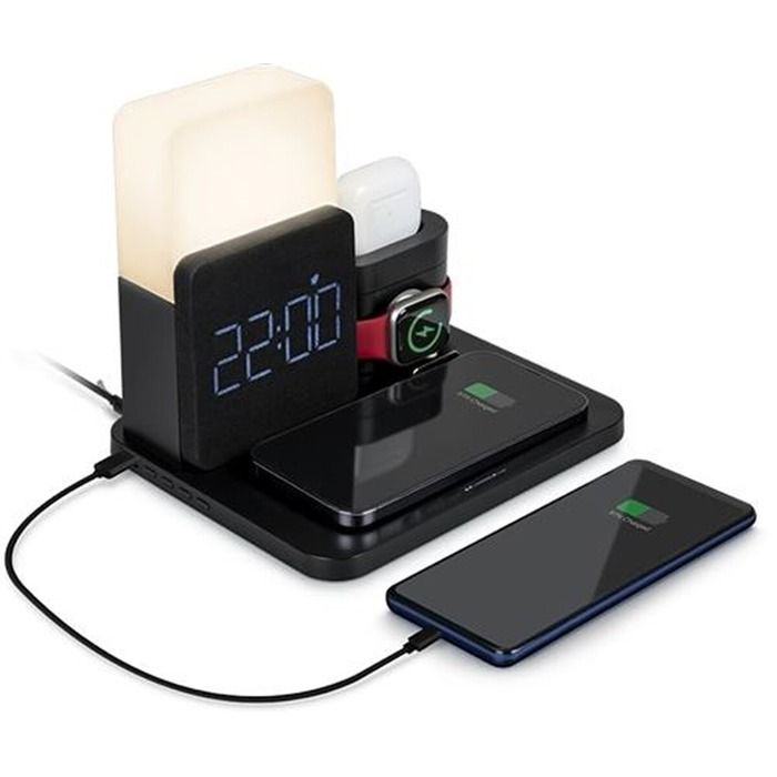 Base de chargement induction - BigBen - 5 en 1 - Noir - Réveil - Lampe