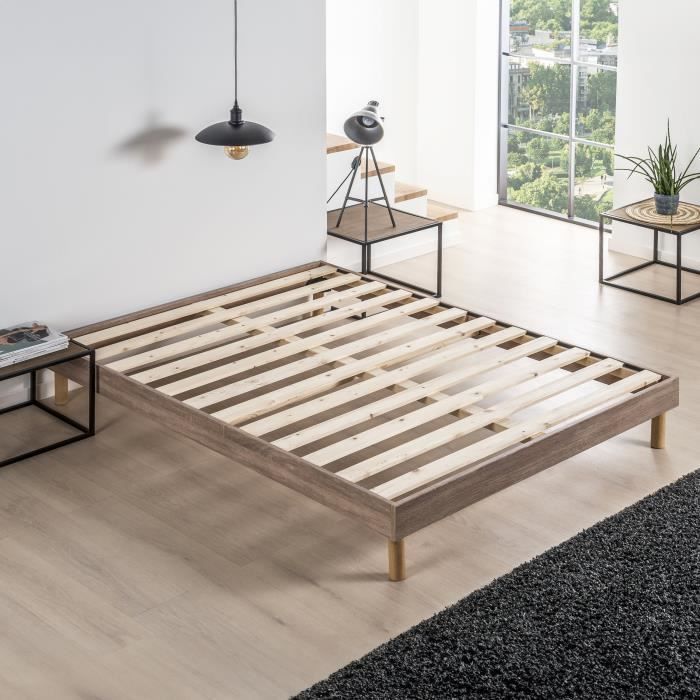 Sommier Eco Easykit Chêne Gris 140x190 - 12 lattes larges - Hauteur 27cm - Montage rapide et simple Sommier Eco Easykit Chêne Gris 140x190 - 12 lattes larges - Hauteur 27cm - Montage rapide et simple