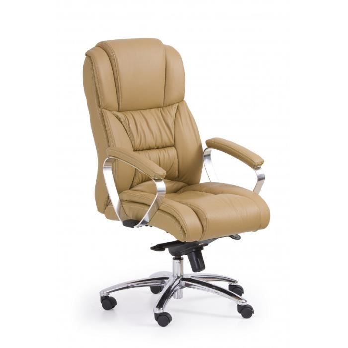 fauteuil de bureau en cuir véritable - marron clair
