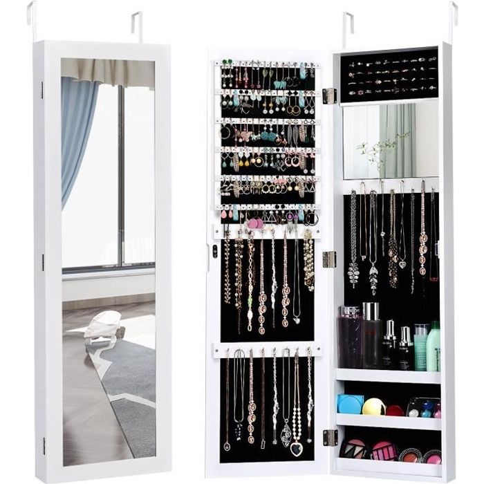 COSTWAY Armoire à Bijoux Murale Meuble à Bijoux Suspendue Accrochée à