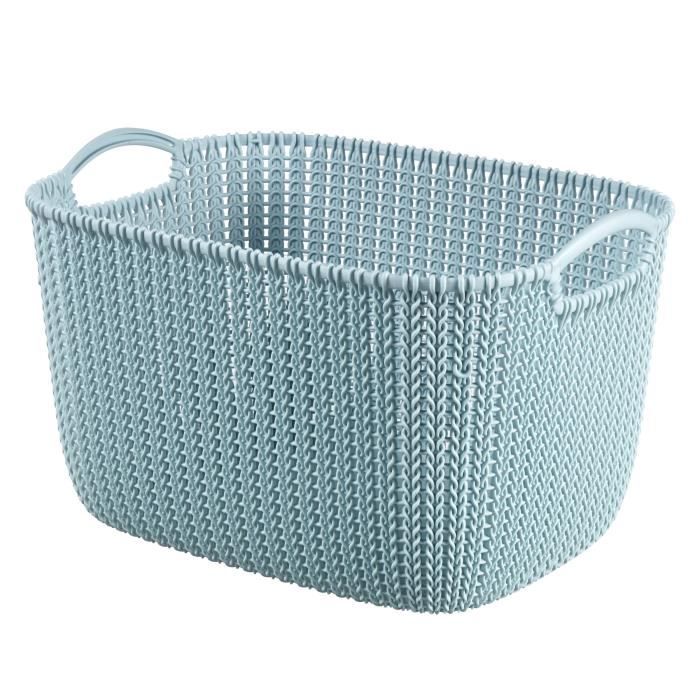 Curver Petit Panier de Rangement rectangulaire Style rotin pour Cuisine, Salon, Salle de Bain, Chambre à Coucher, 6 litres – Gris Clair