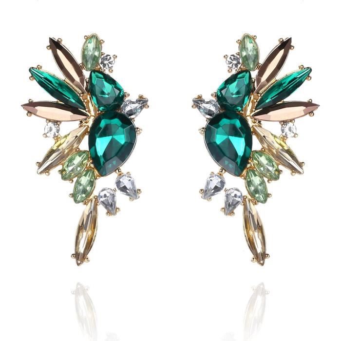 Boucles d'Oreilles Clips Vintage Strass et Fausses Perles