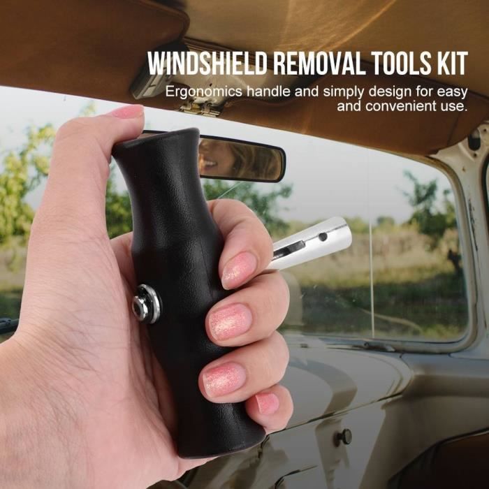 Kit d'outils de retrait de pare-brise de voiture fil de coupe de verre de fenêtre de pare-brise avec poignées