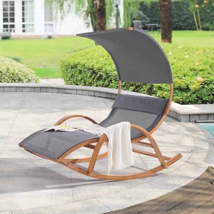 fauteuil de jardin à bascule kasos mélèze textile - en.casa - relaxation - extérieur - contemporain