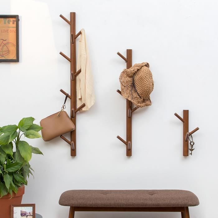 Portemanteau en bambou avec 12 crochets stables en forme darbre pour bureau couloir 175,5 cm