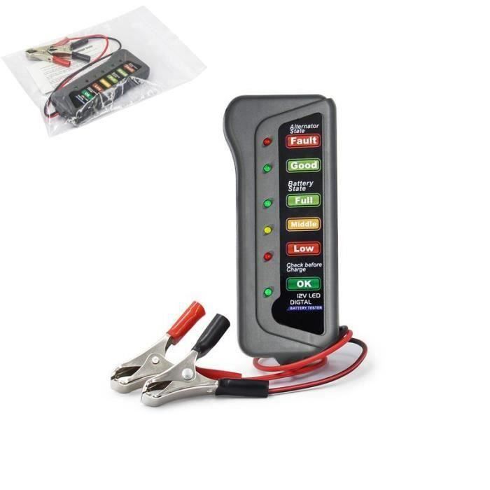 Testeur De Batterie Voiture 12V à 6 LEDs - Vérification Alternateur, état Charge, Surcharge | Pour Auto, Moto, Batterie Plomb - 9