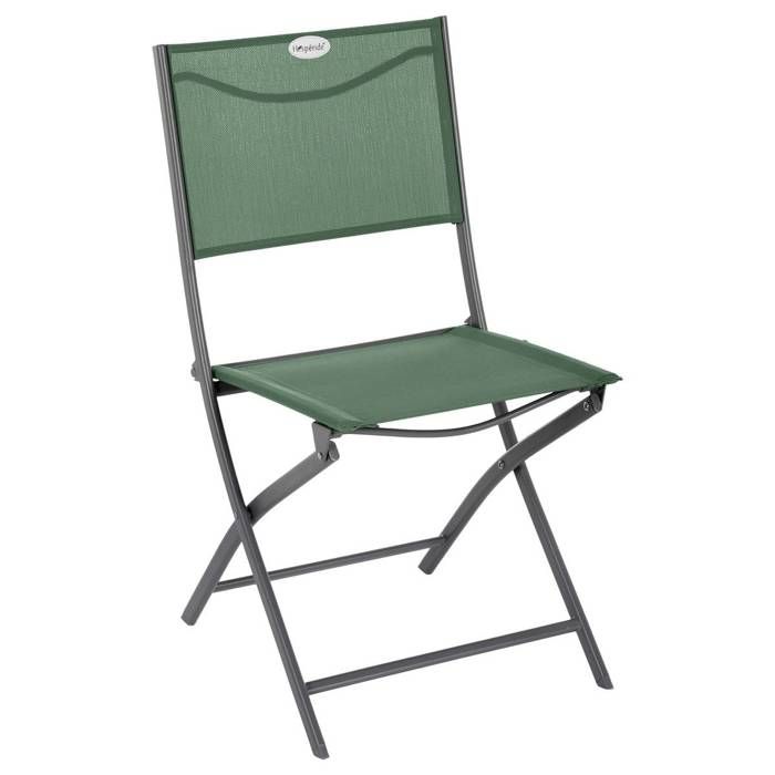 Lot de 4 chaises de jardin pliantes Modula vert olive & graphite en acier traité époxy - Hespéride