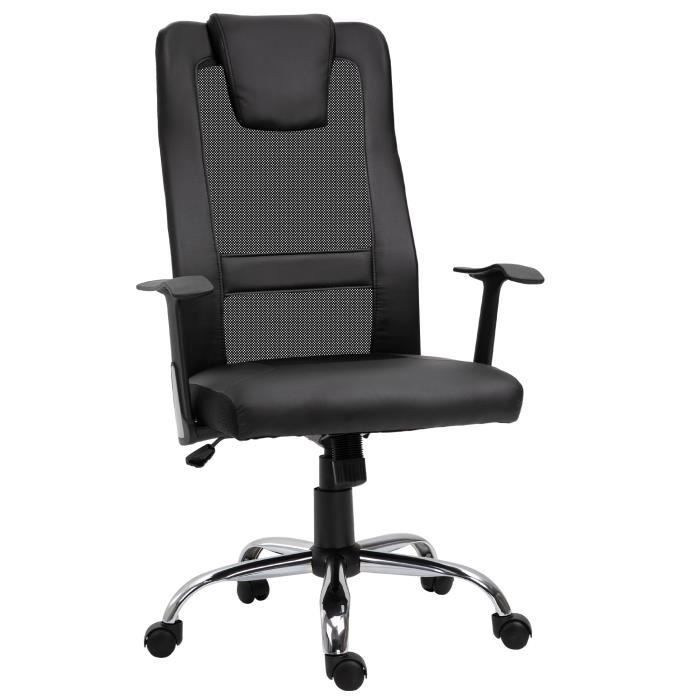 Fauteuil de bureau manager grand confort dossier ergonomique à bascule têtière hauteur assise et accoudoirs réglable nylon simili