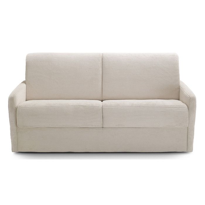 Canapé convertible 3 places en velours côtelé beige - Sienne