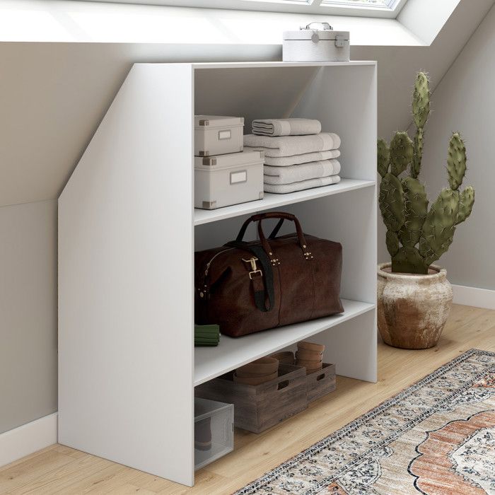 IDMARKET Etagère sous pente 2 niveaux TOMI 100 x 50 x 70/110 cm blanc IDMARKET Etagère sous pente 2 niveaux TOMI 100 x 50 x 70/110 cm blanc