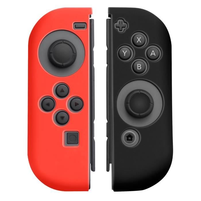 INSTEN® 1 Paire de Coques en Silicone Pour manettes Joy-Con Nintendo Switch, Rouge/Noir