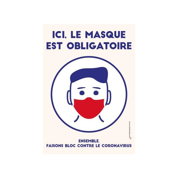 Autocollant Repositionnable Ici Le Masque Est Obligatoire Format A4 Cdiscount Bricolage