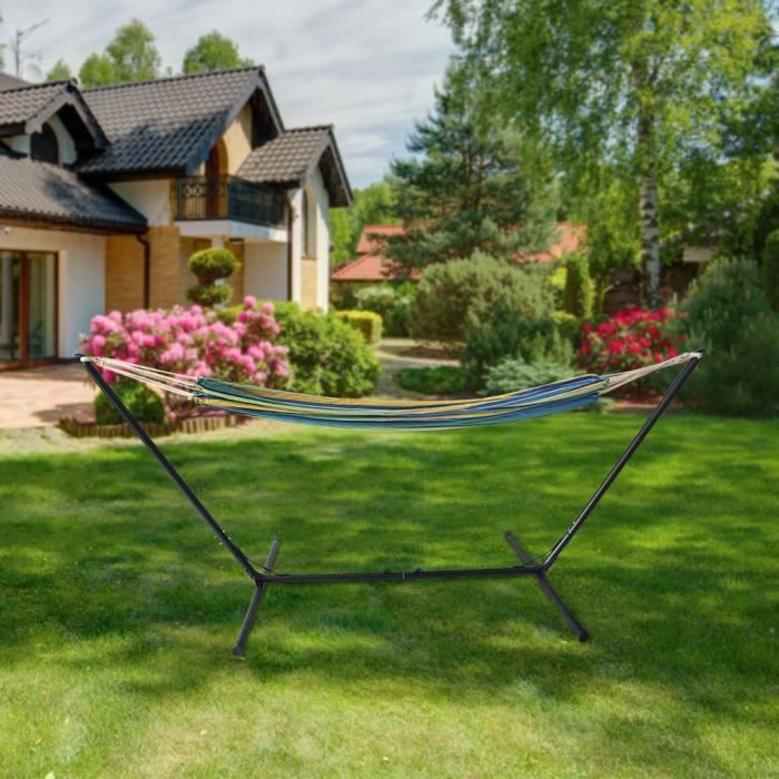 Hamac de jardin avec supports métalliques - JEOBEST - Capacité de 150 kg - Noir - Design