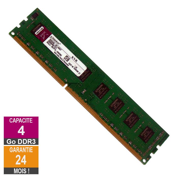 Barrette Mémoire 4Go RAM DDR3 Kingston KVR1333D3N9/4G DIMM PC3-10600U ...
