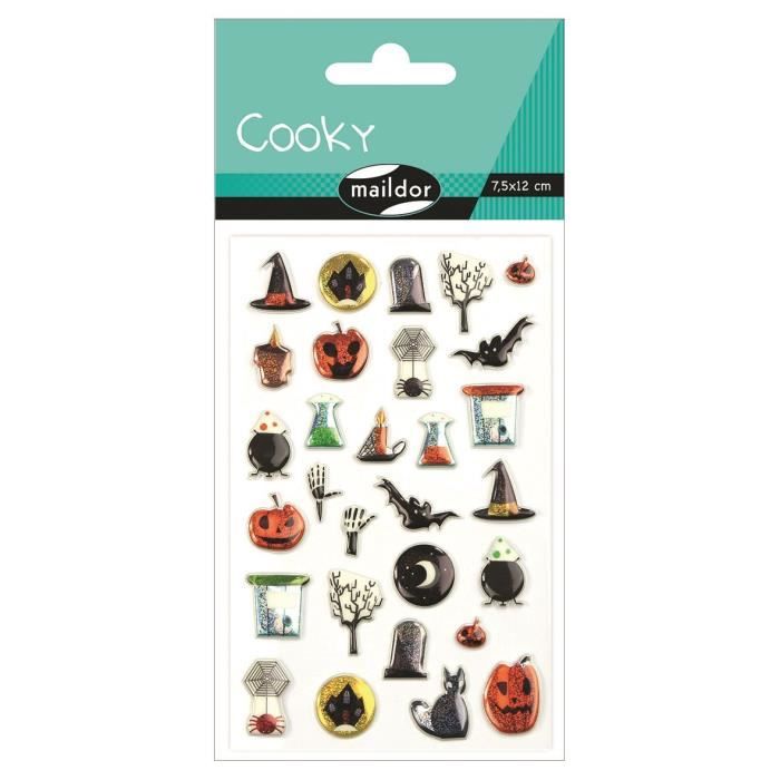 MAILDOR Gommettes Cooky Halloween - 1 planche - Adhésives - Sans carton