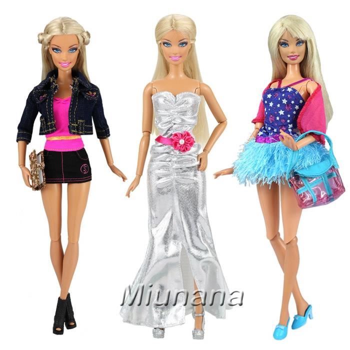 Miunana 5 Vêtements Moderne Fait à la Main pour la Poupée Barbie de Livraison Aléatoire 