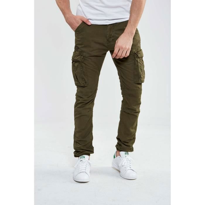 Pantalon cargo slim Schott ARMY CEINTURE Kaki Cdiscount Pr t