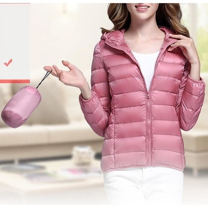 Doudoune Legere Femme Veste Compressible 90 Duvet De Canard Manches Longues Hiver Down Jacket Parka Courte Blouson Rose Rose Cdiscount Pret A Porter